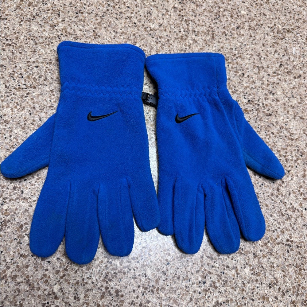 Nike Royal Blue Fleece Gloves with Black Swoosh